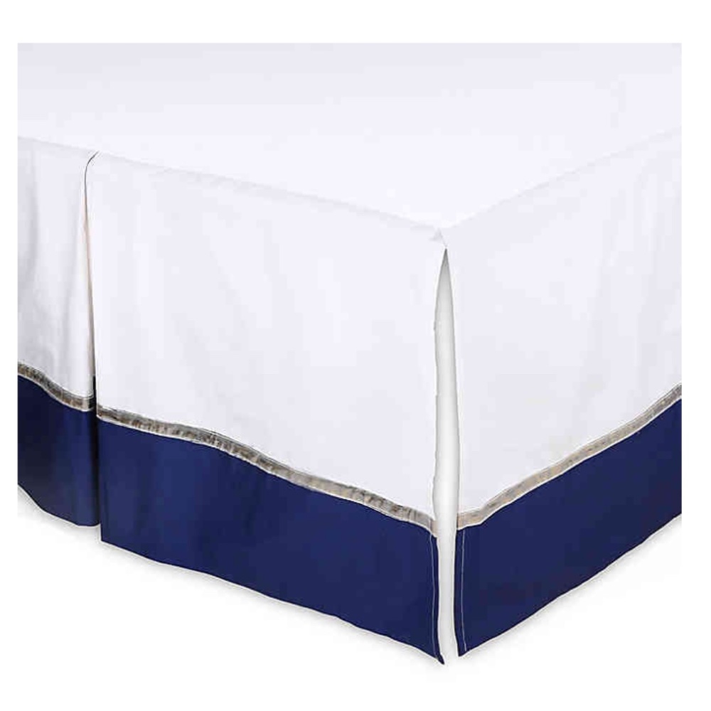 The Peanutshell Pleated Crib Skirt - Navy 16" Drop